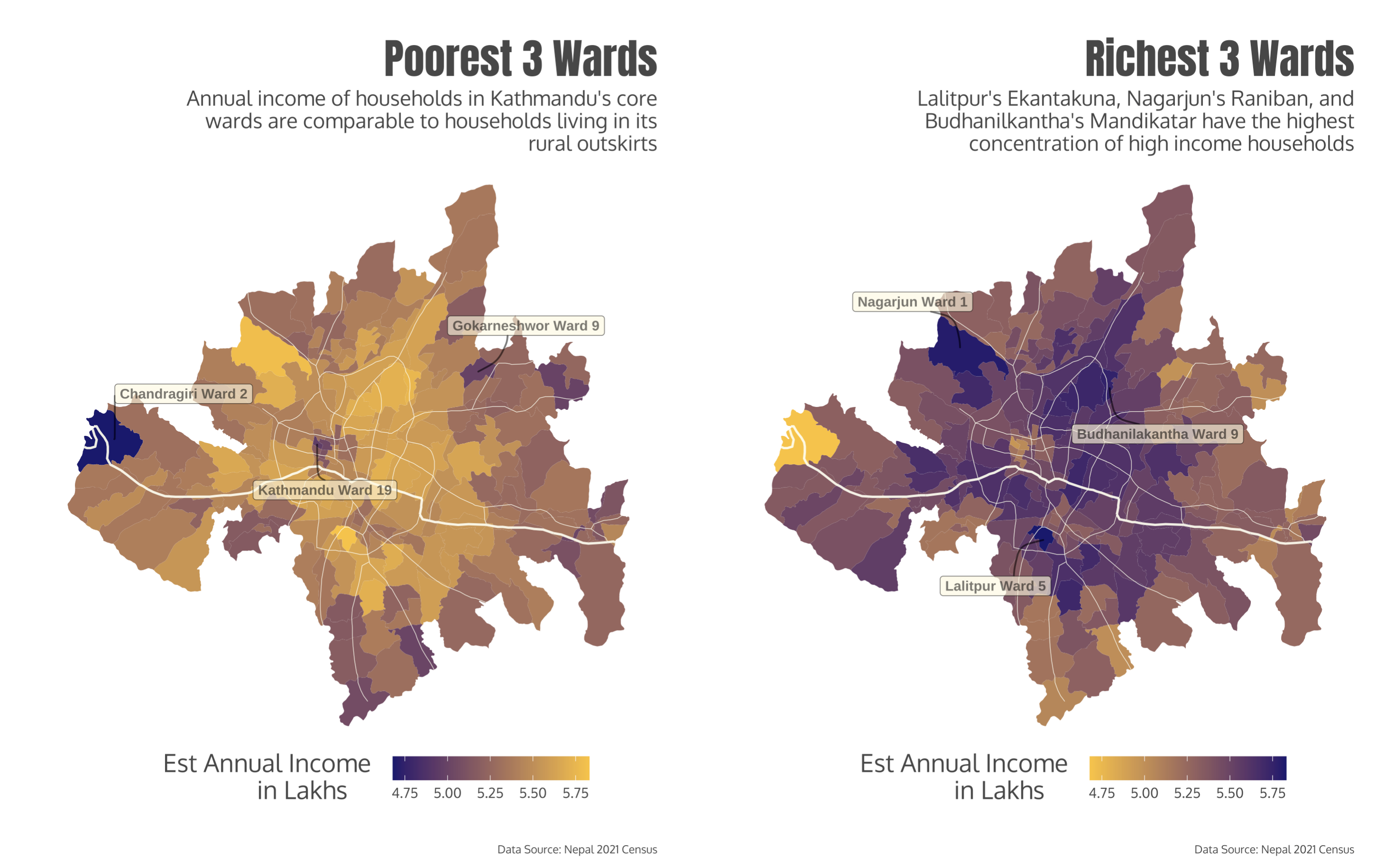 Map showing Household Wealth Distribution in Kathmandu Valley